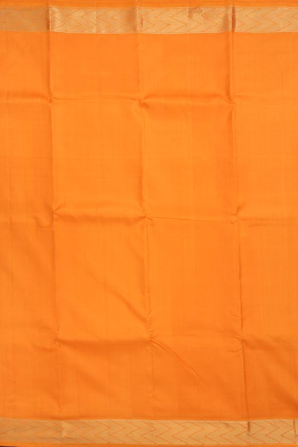 Kanchipuram Silk Saree In Orange With Chevron Border