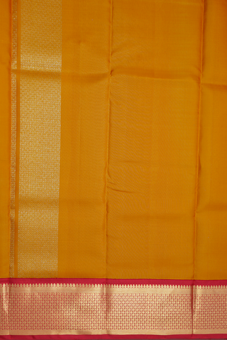 Contrast Border Mango Yellow Silk Dhoti With Angavastram Set