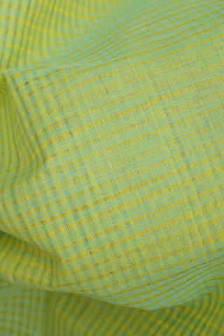 Twill Weave Border Greenish Yellow Mangalagiri Cotton Saree