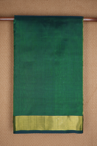 Chevron Zari Border Plain Emerald Green Silk Cotton Saree