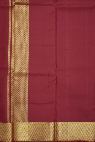 Diamond Border Scarlet Red Silk Dhoti With Angavastram Set