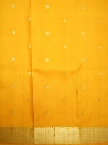 Peacock And Chakaram Motifs Marigold Yellow Kanchipuram Unstitched Blouse Material