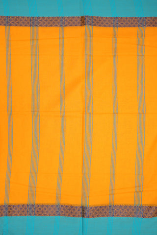 Chevron Threadwork Border Marigold Orange Bengal Cotton Sare