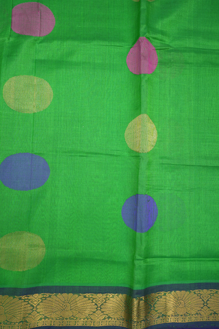 Circle Zari Motifs Green Traditional Silk Cotton Saree