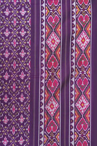 Big Zari Border With Geometric Pattern Plum Purple Patola Silk Saree