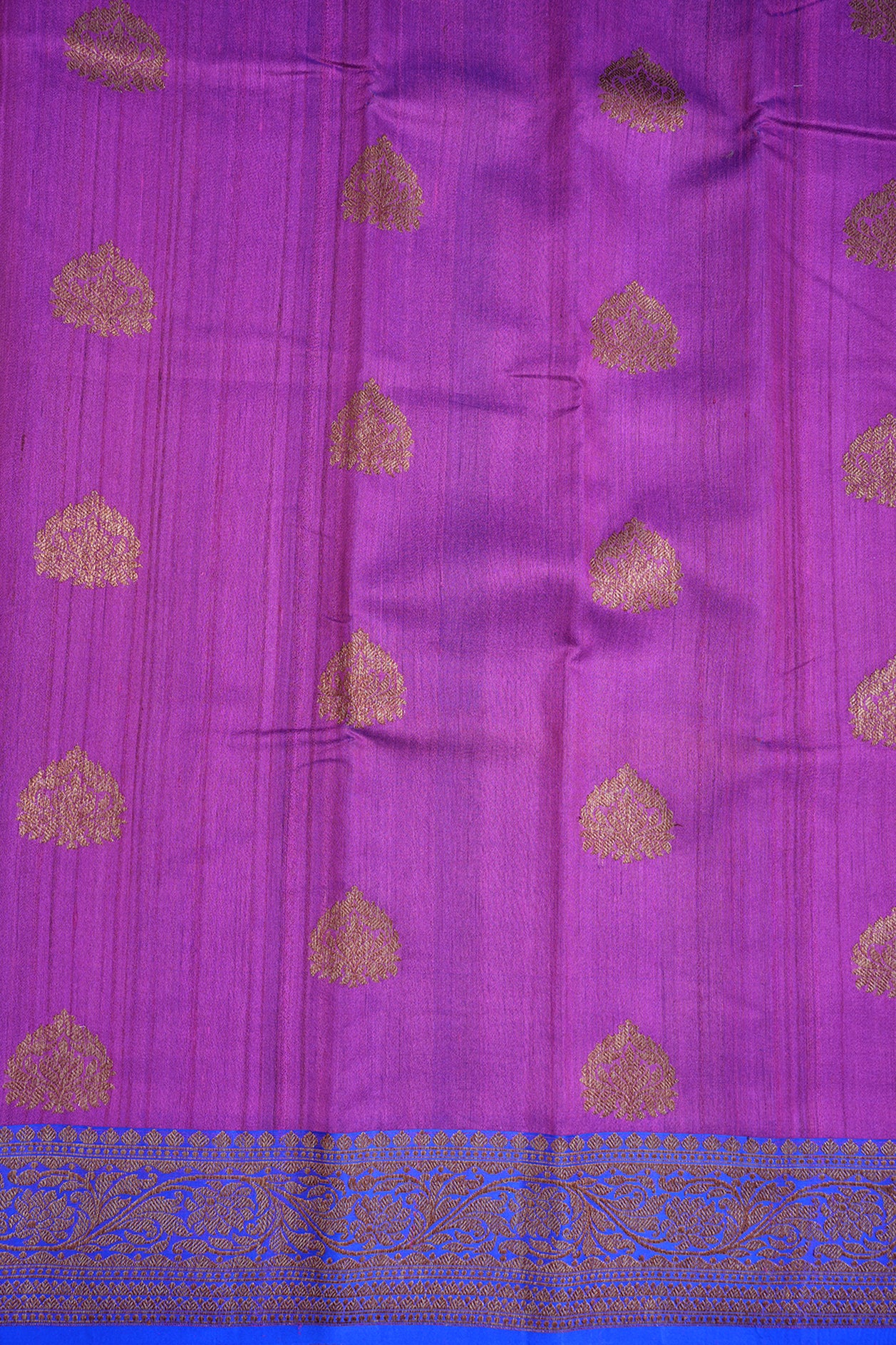 Floral Motifs Purple Rose Tussar Banarasi Silk Saree