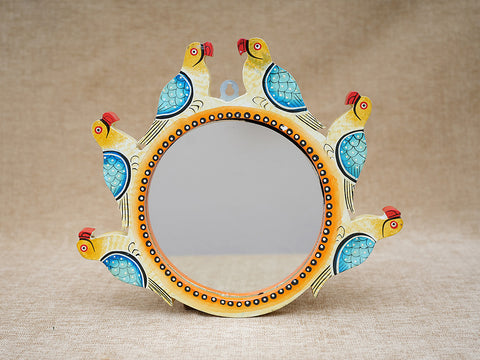 Parrot Design Multicolor Wooden Mirror