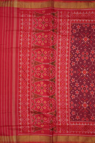 Allover Design Cherry Red Patola Silk Saree