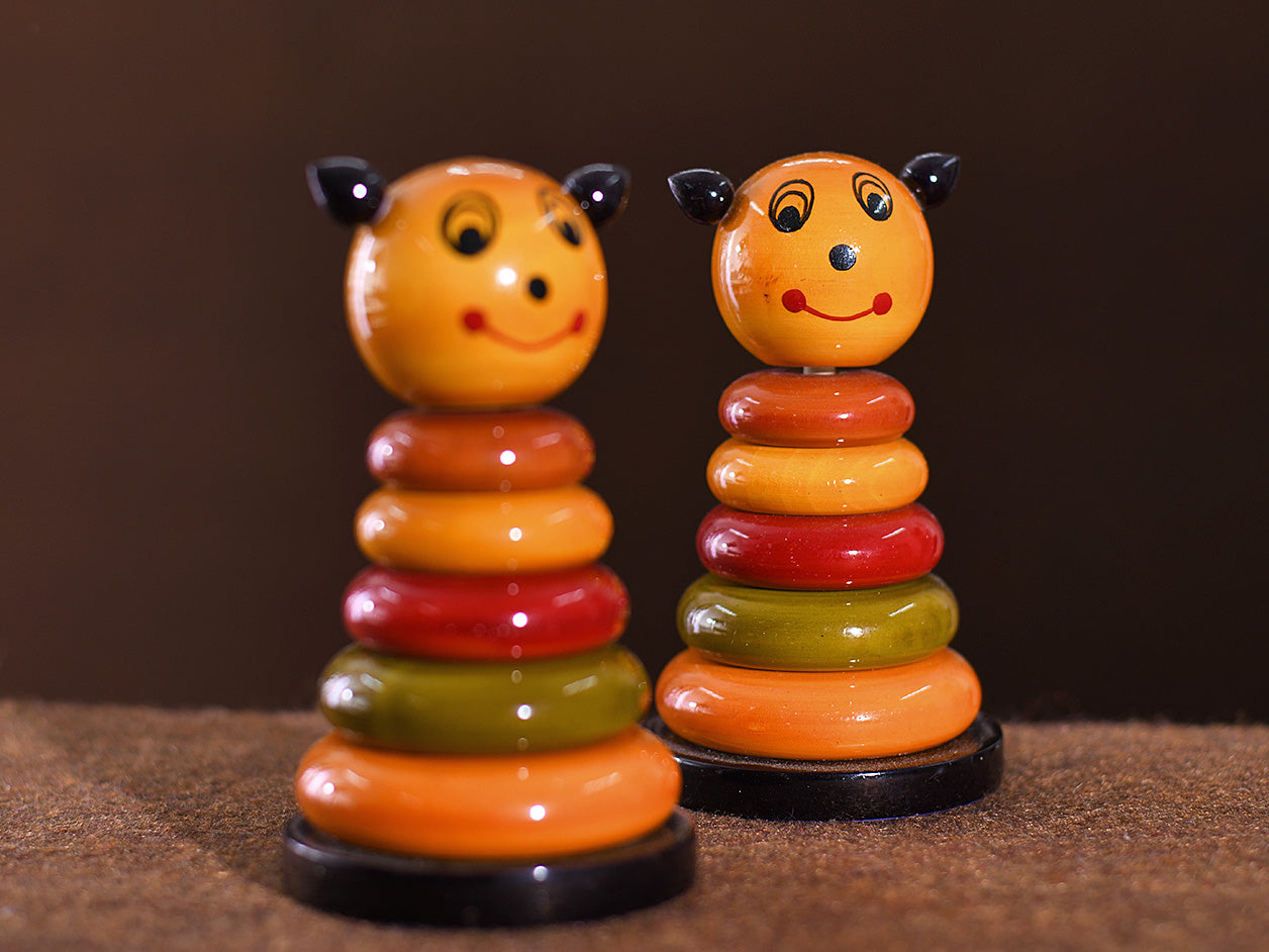Set Of 2 Handicraft Wooden Multicolor Toy For Kids