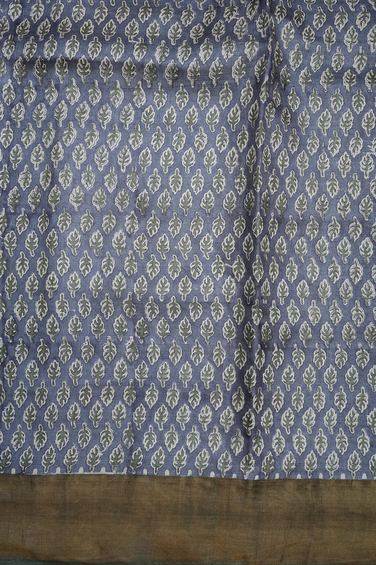 Allover Buttas Printed Stone Blue Tussar Silk Saree