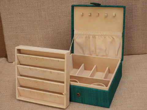 Kalamkari Design Emerald Green Jewel Storage Box