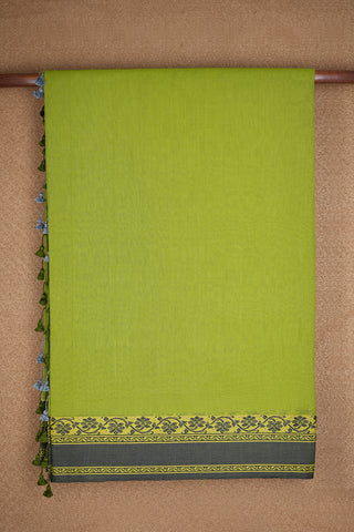 Threadwork Border Fern Green Bengal Cotton Saree