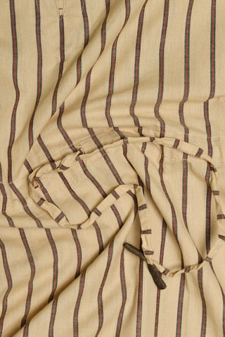 Patch Work U-Neck Monochrome Stripes With Tie-Up Beige Printed Cotton Kaftans
