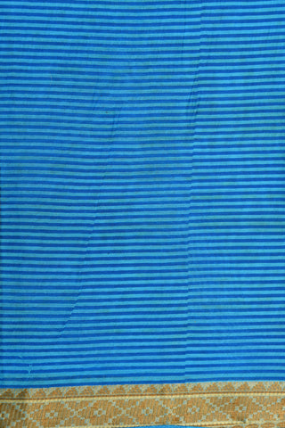 Small Zari Border With Geometric Pattern Azure Blue Ahmedabad Cotton Saree