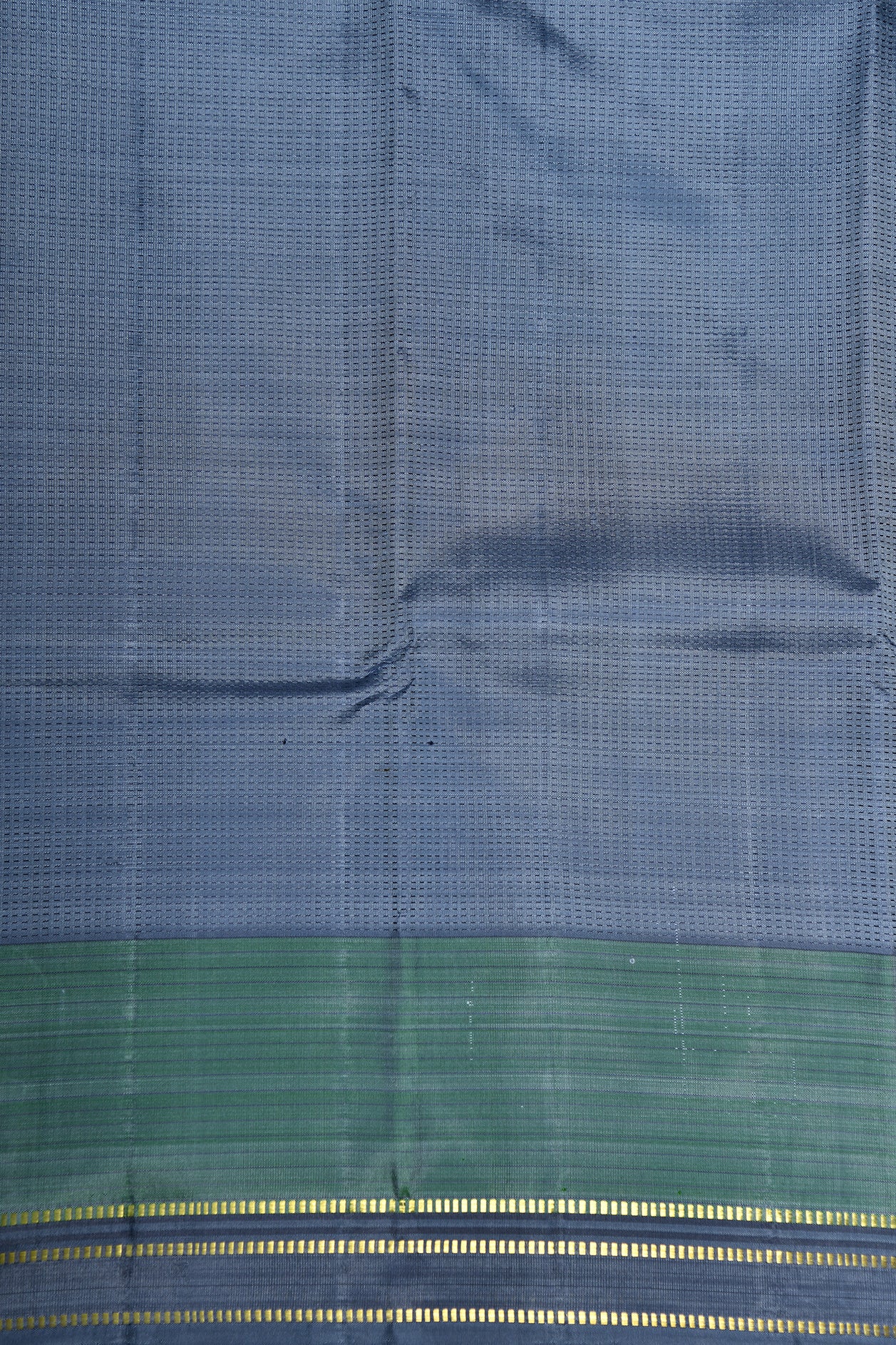 Small Zari Border With Thread Work Woven Slate Blue Kanchipuram Silk Saree