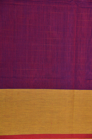 Contrast Solid Border With Checks Brinjal Violet Coimbatore Cotton Saree