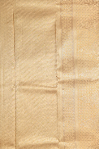 Silver Zari Big Border With Buttis Body Sand Yellow Kanchipuram Silk Saree
