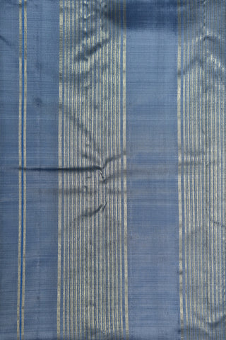 Small Zari Border With Thread Work Woven Slate Blue Kanchipuram Silk Saree