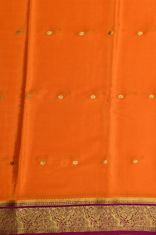 Peacock Border Carrot Orange Mysore Silk Saree