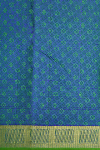 Thread Work Ink Blue Kanchipuram Silk Saree