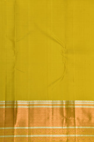 Diamond Border In Plain Corn Yellow Kanchipuram Silk Saree