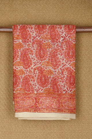 Paisley Design Red Printed Silk Saree