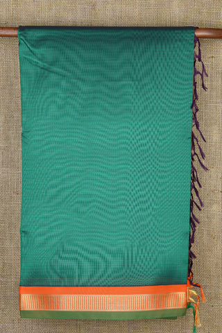 Contrast Border Checked Design Fern Green Kalyani Cotton Saree
