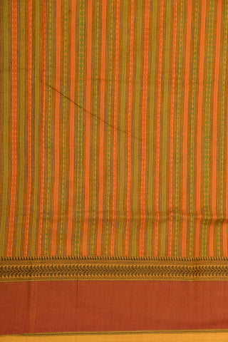 Contrast Thread Work Minimal Border Mango Yellow Coimbatore Cotton Saree
