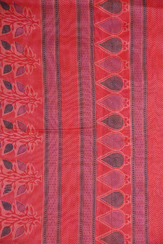 All Over Pattern Coral Pink Kota Cotton Saree