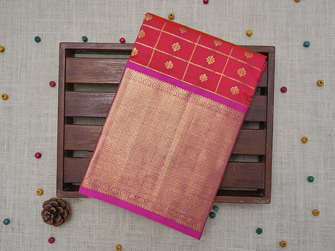 Checks Design Hot Pink Pavadai Sattai Material