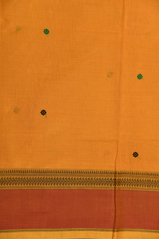 Contrast Thread Work Minimal Border Mango Yellow Coimbatore Cotton Saree