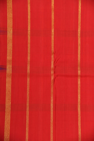 Checked And Zari Buttis Red Kanchipuram Silk Saree