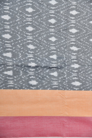 Contrast Border Geometric Design Grey Pochampally Cotton Saree