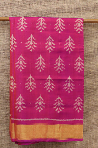 Tree Motif Rani Pink Patola Silk Saree