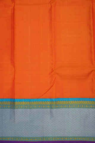 Contrast Korvai Border Orange Kanchipuram Silk Saree