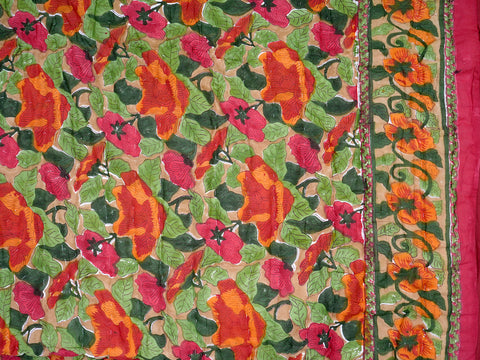 Multicolor Floral Design Cotton Double Quilt