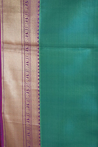 Leaf Design Teal Blue Kanchipuram Silk Saree