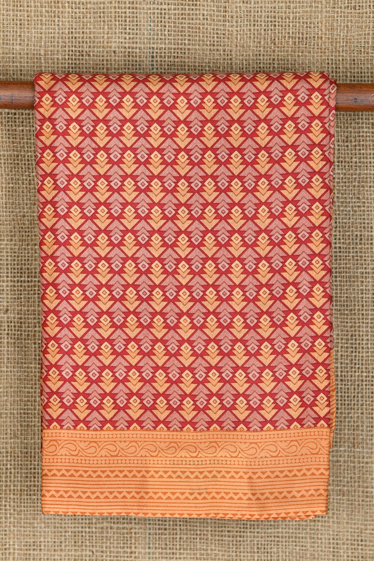 Allover Design Biscuit Brown And Maroon Printed Silk Saree