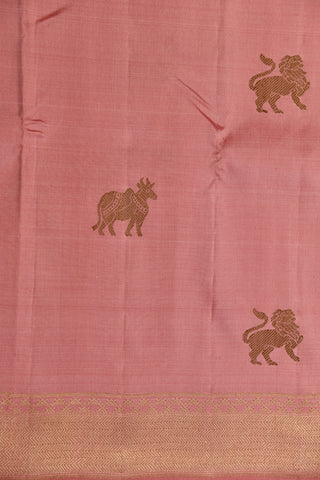 Animal Motifs Onion Pink Kanchipuram Silk Saree