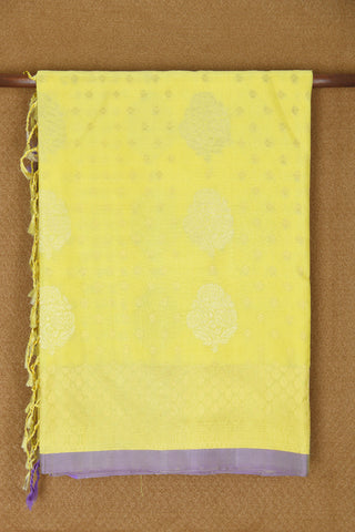 Floral Butta Lemon Yellow Soft Silk Saree