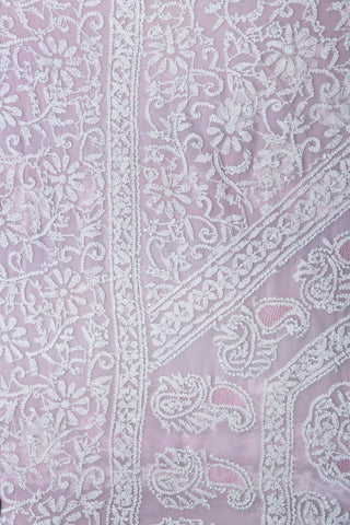 Lucknow Woven Pastel Lavendar Chikankari Saree