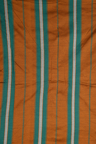 Contrast Thread Work Rudraksh Border Teal Green Dharwad Cotton Saree