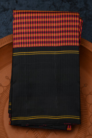 Small Multicolor Checks With Big Border Kanchipuram Silk Saree