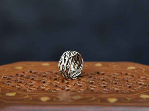 Pure Silver Braided Wavy Ring