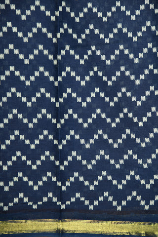 Geometric Design Turquoise Blue Printed Cotton Saree
