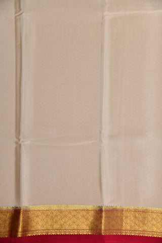 Plian Glod Zari Weave Border Design Off White And Magenta Mysore Silk Saree