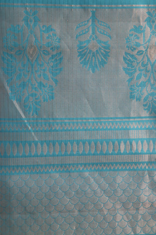Silver Zari Butta Khaki Color Soft Silk Saree