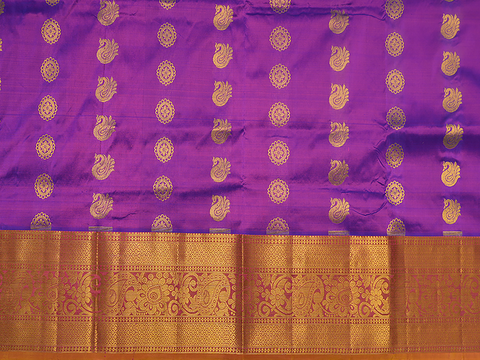 Floral And Annam Motifs Purple Pavadai Sattai Material