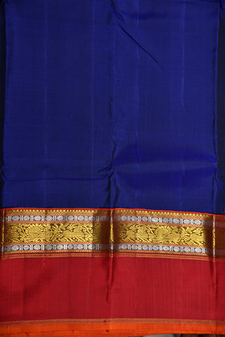 Yazhi And Peacock Motif Border Dark Blue Kanchipuram Silk Saree