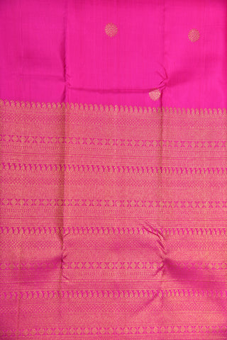 Brocade Big Border Floral Butta Hot Pink Kanchipuram Silk Saree
